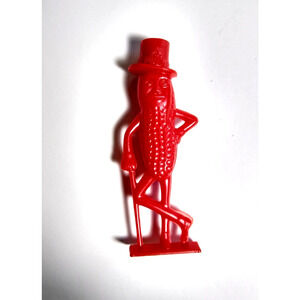 Planters Mr. Peanut Red Toy Whistle Original Plastic Figure 1950s Vintage Retro